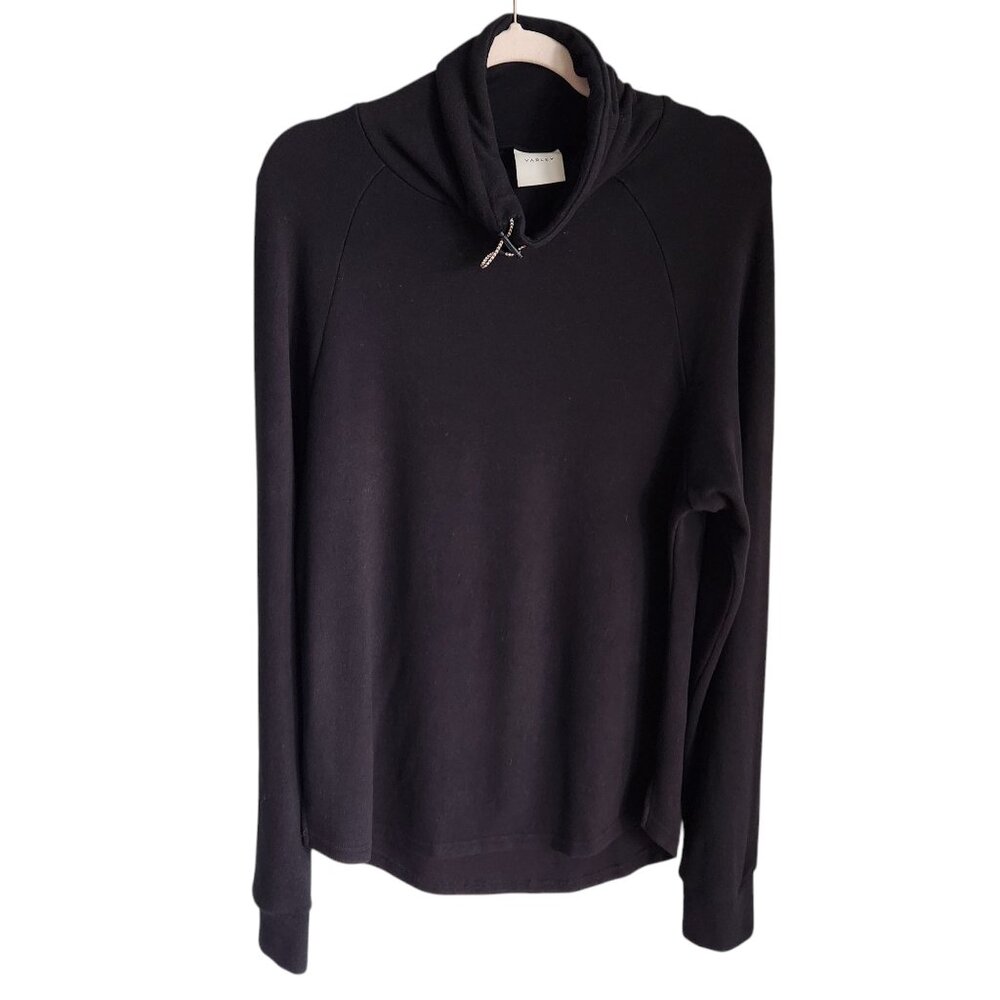 Varley Sweatshirt Black Small Women's Fleece Longline Cowl Neck Soft